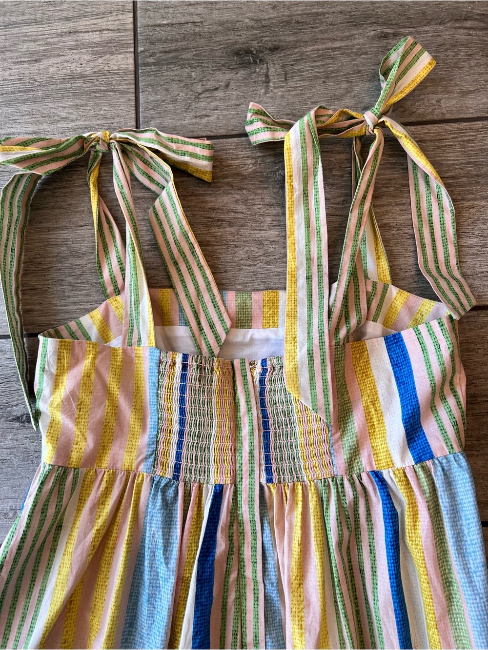 Cara Cara Campbell Summer Midi Dress Basketweave Multi Stripe, Size XS - Picture 8 of 9